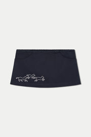 Pocket Skirt (Navy Canvas Horses)